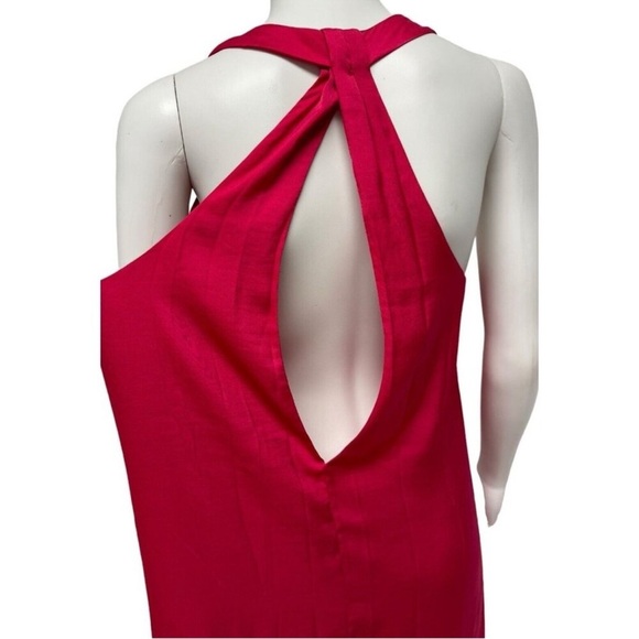 BCBG Max Azria Women’s Sleeveless Elegant Bright Pink Satin Maxi Dress - Picture 7 of 15